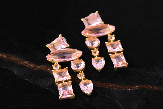 PAZ&CO Salar Earrings Pink Crystals Atacama Collection